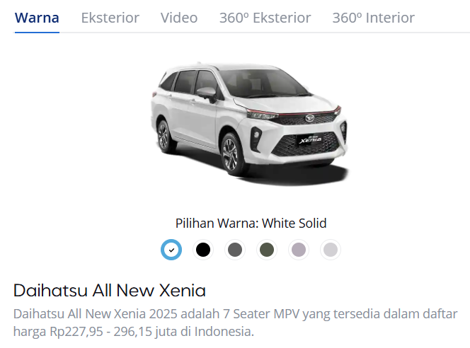 Harga Xenia 2025: MPV Keluarga yang Nyaman, Irit, dan Tetap Terjangkau
